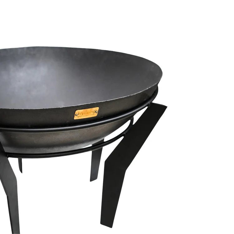 Kendal Large Garden Fire Pit on Stand Black Metal - Frost Resistant UV Stable Quality Home Decor Garden & Outdoor Living and Gifts