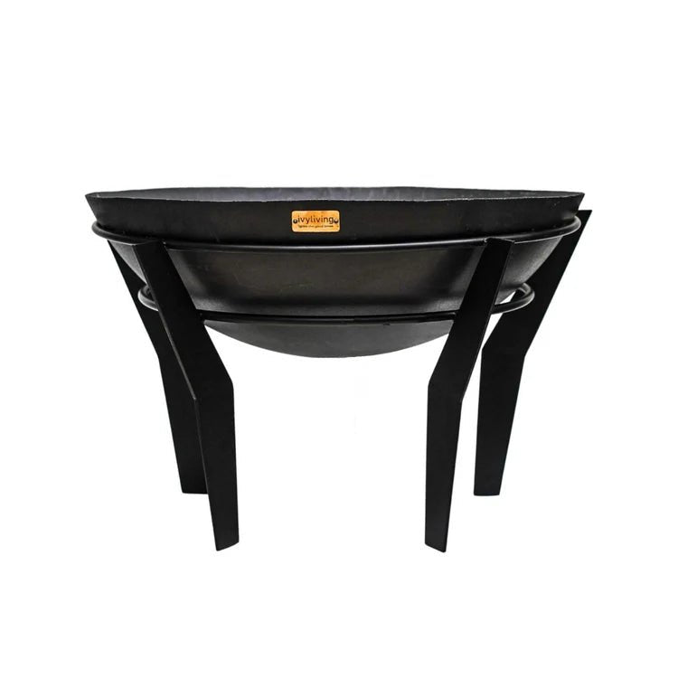 Kendal Large Garden Fire Pit on Stand Black Metal - Frost Resistant UV Stable Quality Home Decor Garden & Outdoor Living and Gifts
