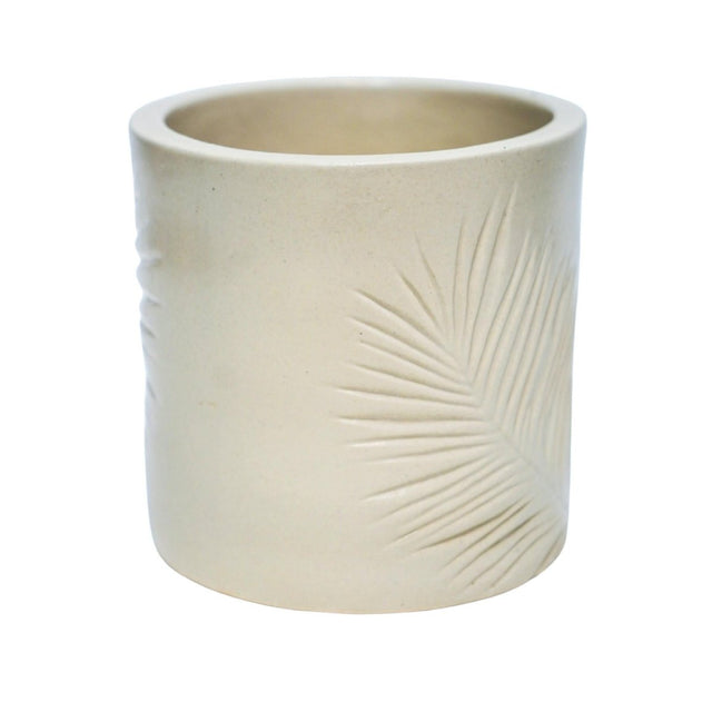 Kew Gardens Stoneware Palm Leaves Indoor Planter - Ivory White & Handmade Luxury Home Decor Garden & Outdoor And Gifts