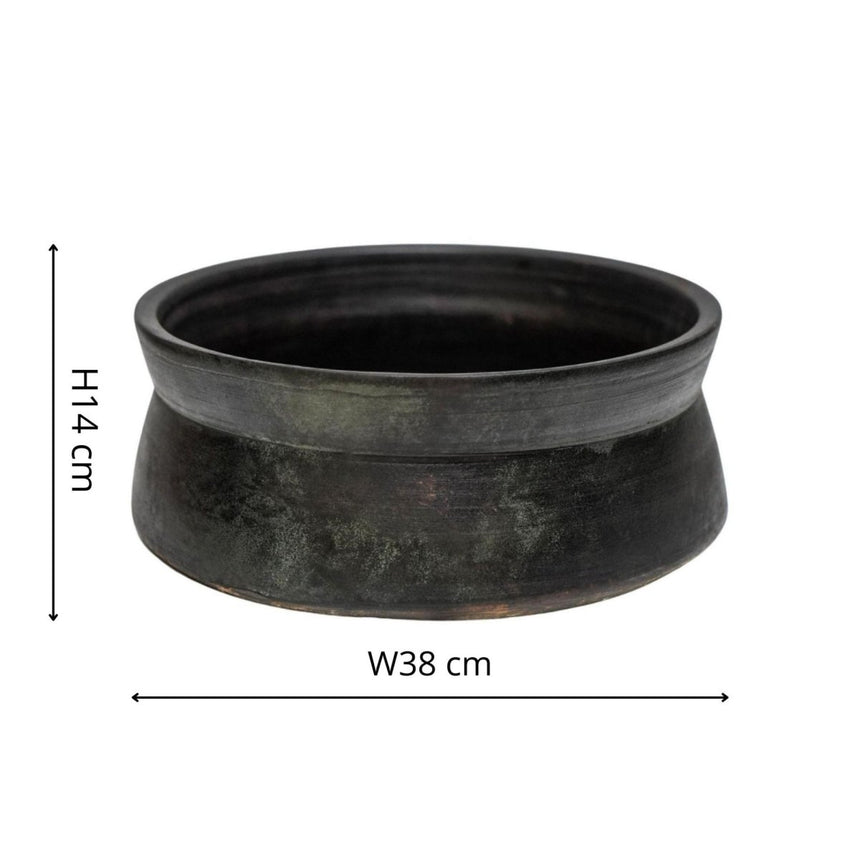 Kew Gardens Terracotta Bronze Finish Indoor Planter Bowl - Hand Thrown Ceramic Luxury Home Decor Garden & Outdoor And Gifts