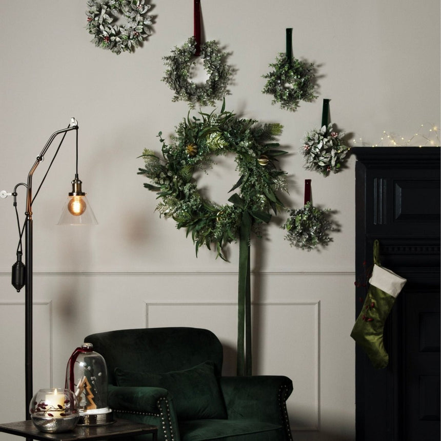 Large 33cm Artificial Frosted Eucalyptus Candle Wreath Luxury Home Decor Garden & Outdoor And Gifts