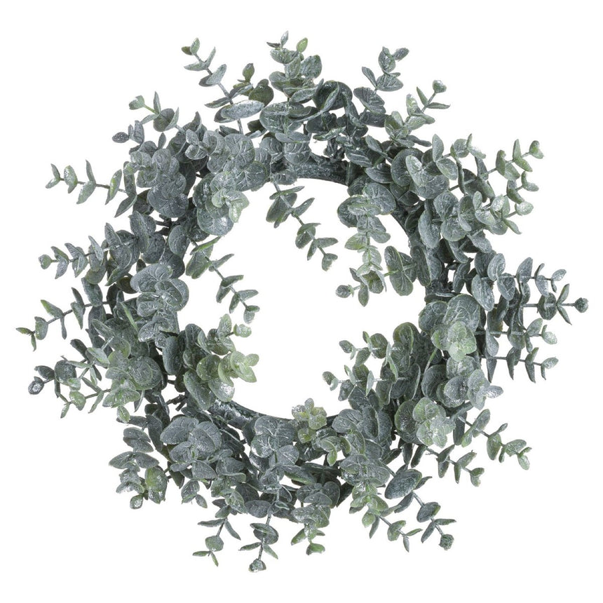 Large 33cm Artificial Frosted Eucalyptus Candle Wreath Luxury Home Decor Garden & Outdoor And Gifts