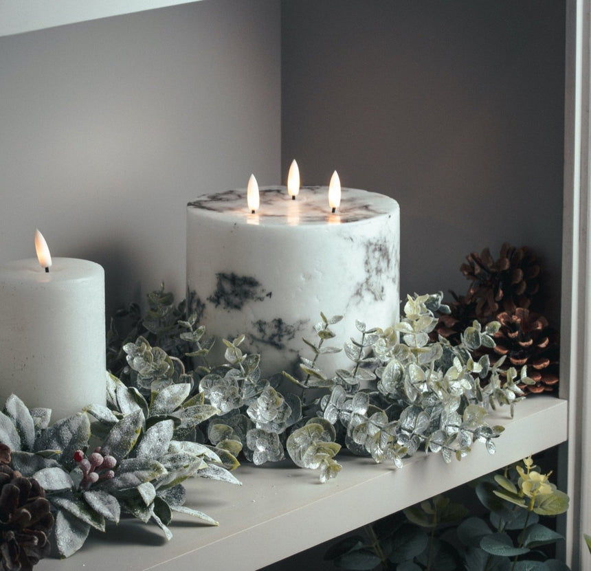 Large 33cm Artificial Frosted Eucalyptus Candle Wreath Luxury Home Decor Garden & Outdoor And Gifts