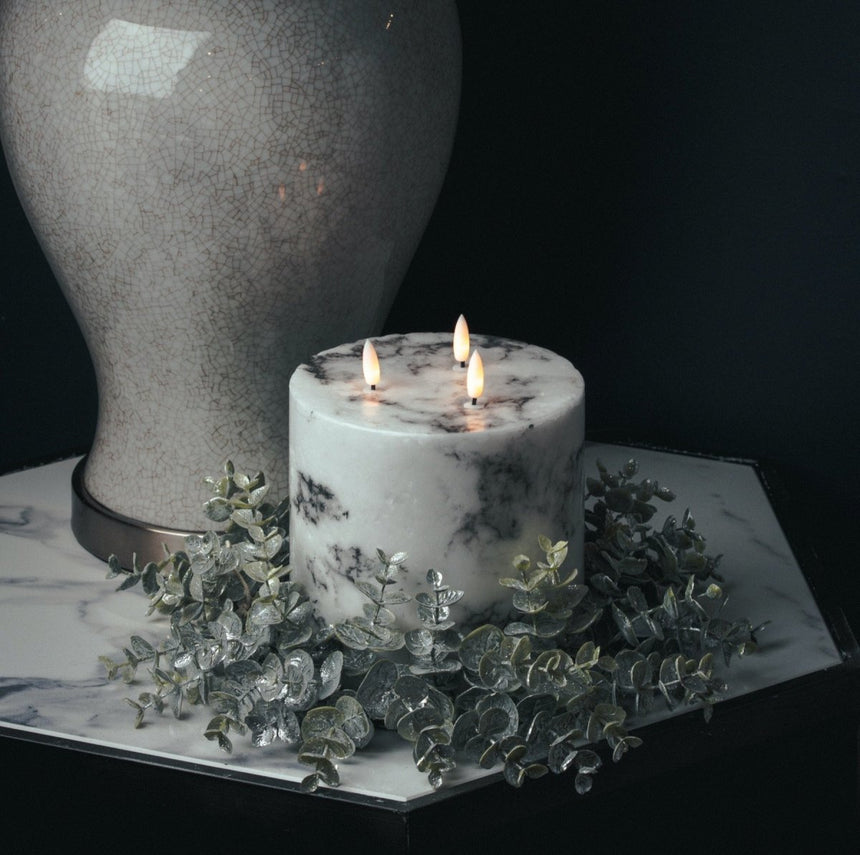 Large 33cm Artificial Frosted Eucalyptus Candle Wreath Luxury Home Decor Garden & Outdoor And Gifts