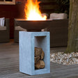 Large Garden Fire Pit/Bowl & Square Console Cement Grey & Black Steel - Frost Resistant Quality Home Decor Garden & Outdoor Living and Gifts
