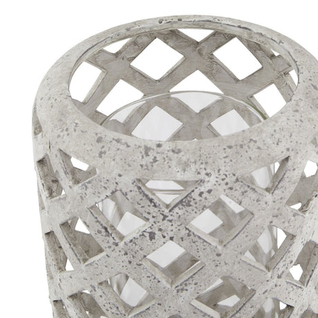 Large Grey Stone Effect Hurricane Lantern Luxury Home Decor Garden & Outdoor And Gifts