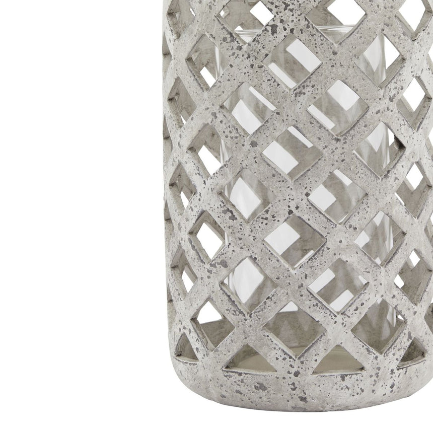 Large Grey Stone Effect Hurricane Lantern Luxury Home Decor Garden & Outdoor And Gifts