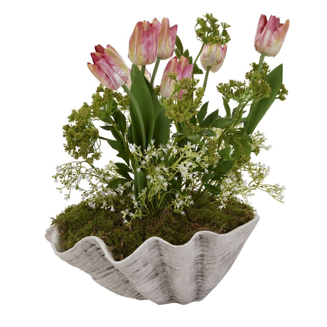 Large White Clam Shell Bowl Ceramic Indoor Planter Luxury Home Decor Garden & Outdoor And Gifts