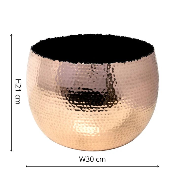 Large Indoor Planter Hammered Bowl Copper & Black - UV Stable Lightweight Quality Home Decor Garden & Outdoor Living and Gifts