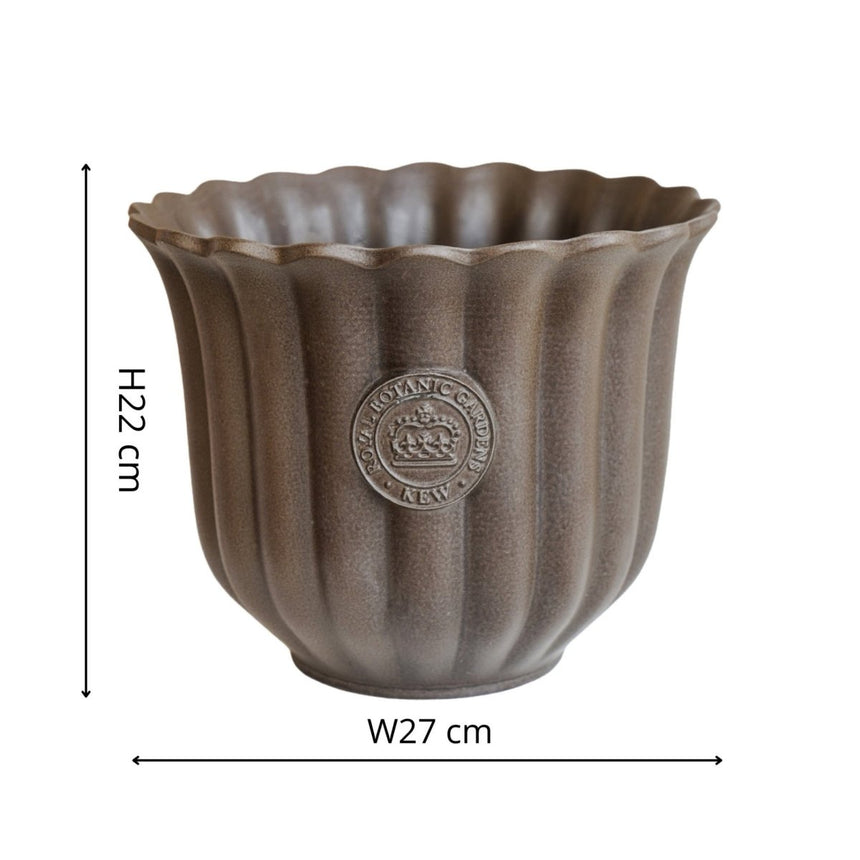Large Kew Gardens Ceramic Indoor Planter - Mocha Brown Fluted Tulip Design Luxury Home Decor Garden & Outdoor And Gifts