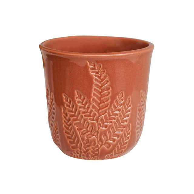 Large Kew Gardens Ceramic Stoneware Indoor Planter - Fern Leaves Warm Rust Luxury Home Decor Garden & Outdoor And Gifts