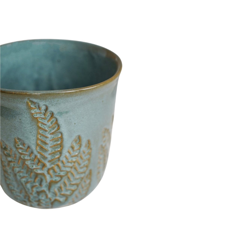 Large Kew Gardens Fern Pattern Teal Ceramic Indoor Planter Luxury Home Decor Garden & Outdoor And Gifts