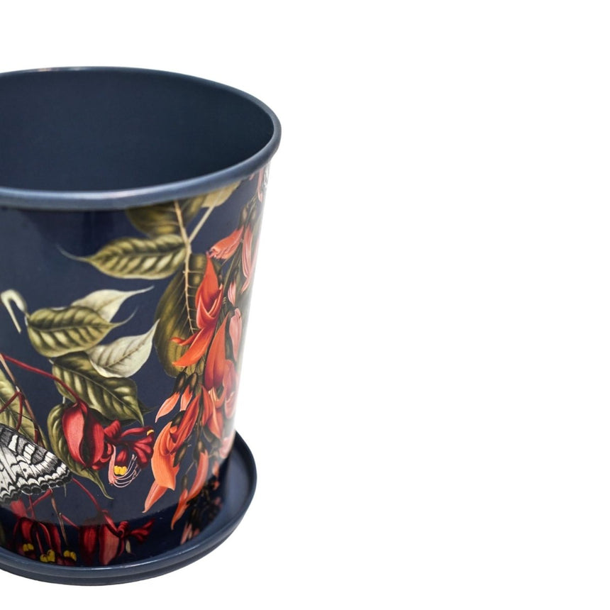 Large Kew Gardens Print Metal Planter & Saucer Set - Comes in a Gift Box Luxury Home Decor Garden & Outdoor And Gifts