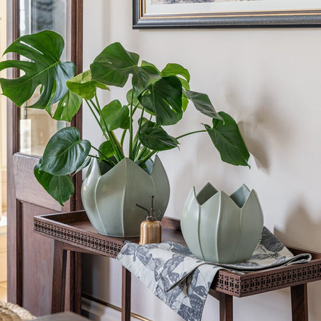 Large Whimsical Kew Gardens Ceramic Indoor Planter - Pistachio Green Luxury Home Decor Garden & Outdoor And Gifts