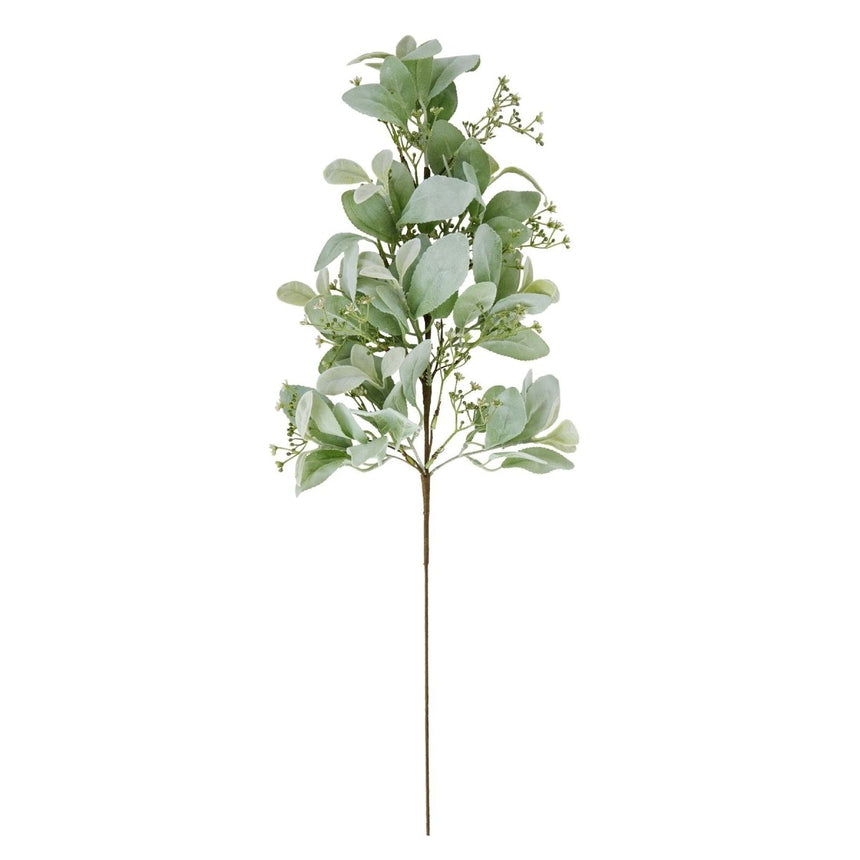 Large Winter Sprig With Lambs Ear And Wax Flower - Best Artificial Flower Single Stem Luxury Home Decor Garden & Outdoor And Gifts