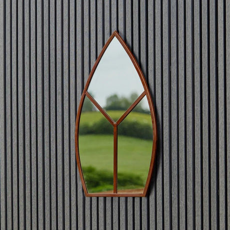Leaf Arch Large Outdoor Garden Mirror Antique Rust Finish - UV Stable Quality Home Decor Garden & Outdoor Living and Gifts