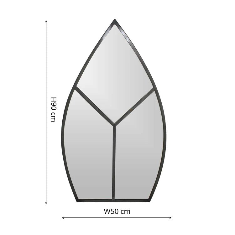 Leaf Arch Large Outdoor Garden Mirror Black - Metal, UV Stable, Contemporary Design Quality Home Decor Garden & Outdoor Living and Gifts
