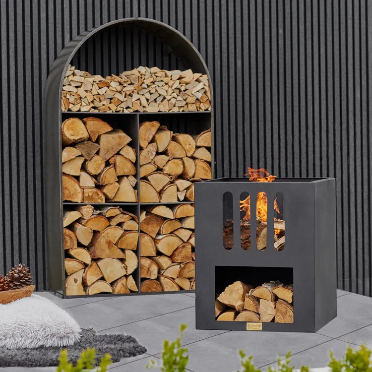 Libra Contemporary Fire Pit/Bowl Matt Black Steel - Frost Resistant UV Stable Quality Home Decor Garden & Outdoor Living and Gifts