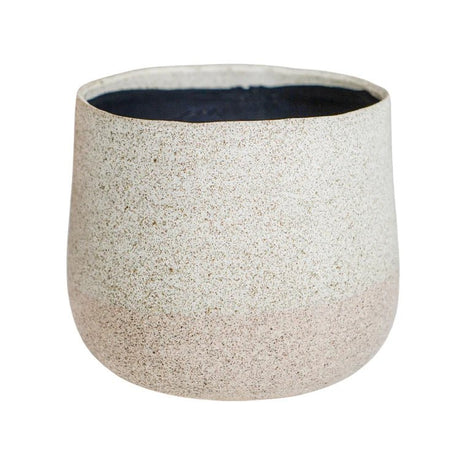 Light Cream Ceramic Indoor Planter - Round Rustic Design Luxury Home Decor Garden & Outdoor And Gifts