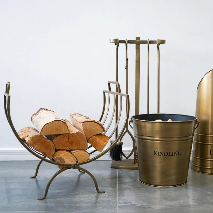 Linear Log Basket Brass H48.5Cm Luxury Home Decor Garden & Outdoor And Gifts
