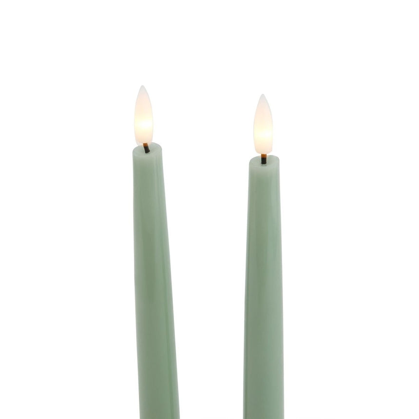 Luxe Collection S/2 Sage LED Wax Dinner Candles - Fake Flameless Battery Candles Luxury Home Decor Garden & Outdoor And Gifts