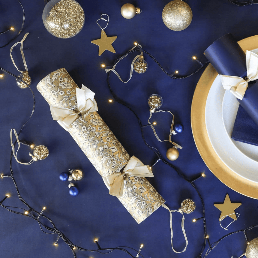 Luxury Blue & Gold Christmas Crackers – 13in Set of 6 | Decor Sanctuary Quality Home Decor Garden & Outdoor Living and Gifts