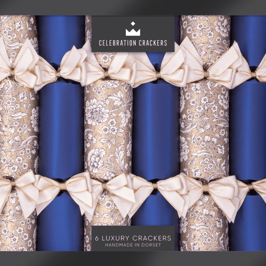 Luxury Blue & Gold Christmas Crackers – 13in Set of 6 | Decor Sanctuary Quality Home Decor Garden & Outdoor Living and Gifts