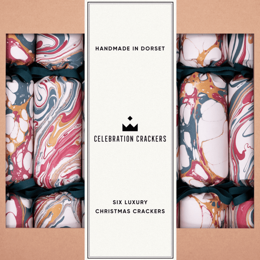 Luxury Marbled Christmas Crackers – Blue & Silver 13in Set of 6 | Decor Sanctuary Quality Home Decor Garden & Outdoor Living and Gifts