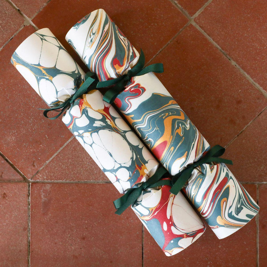 Luxury Marbled Christmas Crackers – Blue & Silver 13in Set of 6 | Decor Sanctuary Quality Home Decor Garden & Outdoor Living and Gifts
