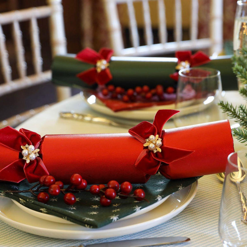 Luxury Red & Green Handcrafted Christmas Crackers – 13in Set of 6 | Decor Sanctuary Quality Home Decor Garden & Outdoor Living and Gifts