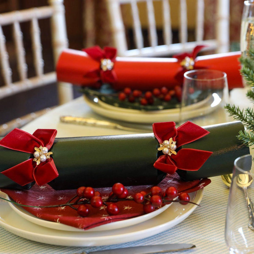Luxury Red & Green Handcrafted Christmas Crackers – 13in Set of 6 | Decor Sanctuary Quality Home Decor Garden & Outdoor Living and Gifts