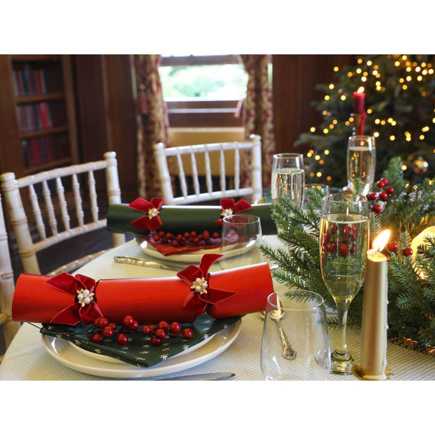 Luxury Red & Green Handcrafted Christmas Crackers – 13in Set of 6 | Decor Sanctuary Quality Home Decor Garden & Outdoor Living and Gifts