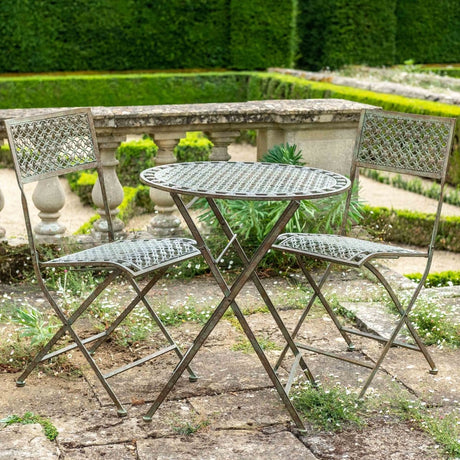 Marlborough Garden Furniture Bistro Set - 2 Seater Antique Blue Rust Finish - Flat - packed Quality Home Decor Garden & Outdoor Living and Gifts
