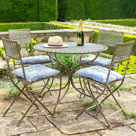 Marlborough Garden Furniture Bistro Set - 4 Seater Antique Blue Rust Finish - Easy Storage Quality Home Decor Garden & Outdoor Living and Gifts