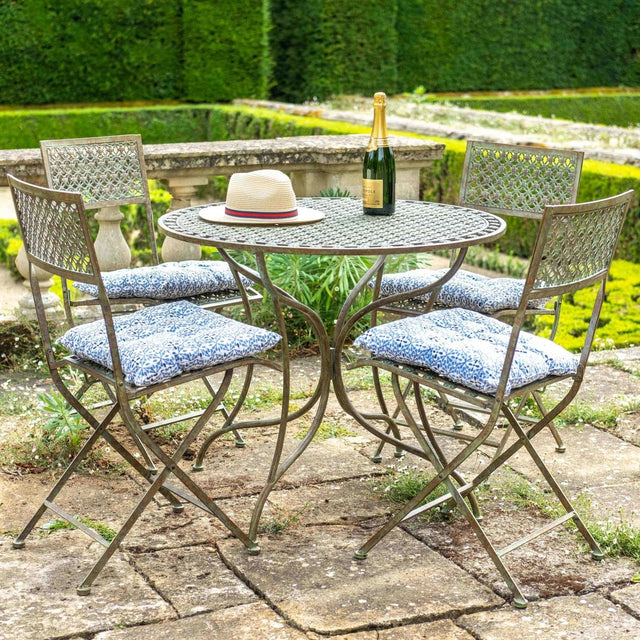Marlborough Garden Furniture Bistro Set - 4 Seater Antique Blue Rust Finish - Easy Storage Quality Home Decor Garden & Outdoor Living and Gifts
