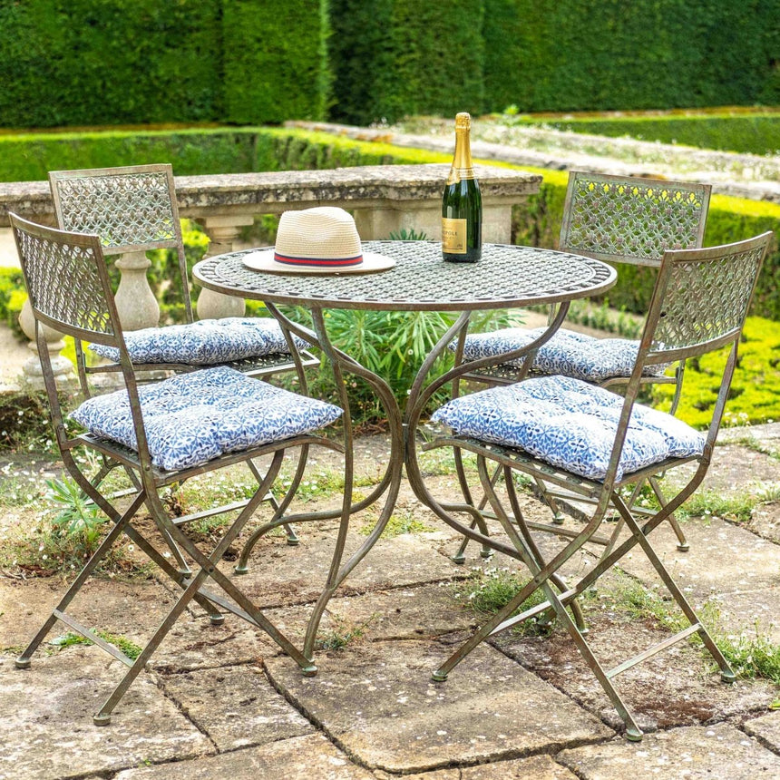 Marlborough Garden Furniture Bistro Set - 4 Seater Antique Blue Rust Finish - Easy Storage Quality Home Decor Garden & Outdoor Living and Gifts