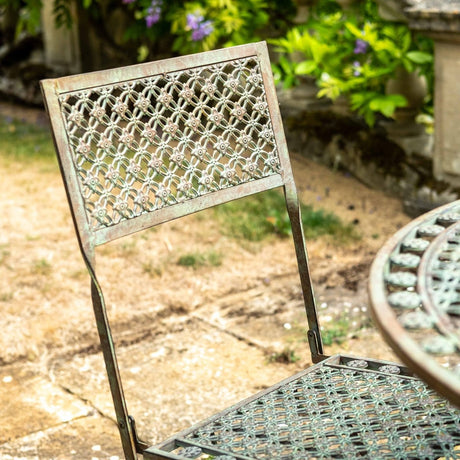 Marlborough Garden Furniture Bistro Set - 4 Seater Antique Blue Rust Finish - Easy Storage Quality Home Decor Garden & Outdoor Living and Gifts