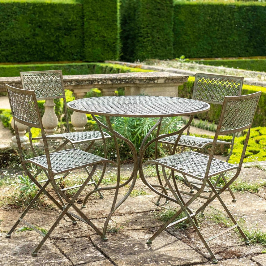 Marlborough Garden Furniture Bistro Set - 4 Seater Antique Blue Rust Finish - Easy Storage Quality Home Decor Garden & Outdoor Living and Gifts