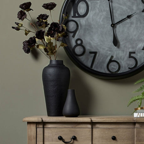 Matt Black Hammered Vase With Lid - Decorative Ceramic Vases UK Luxury Home Decor Garden & Outdoor And Gifts