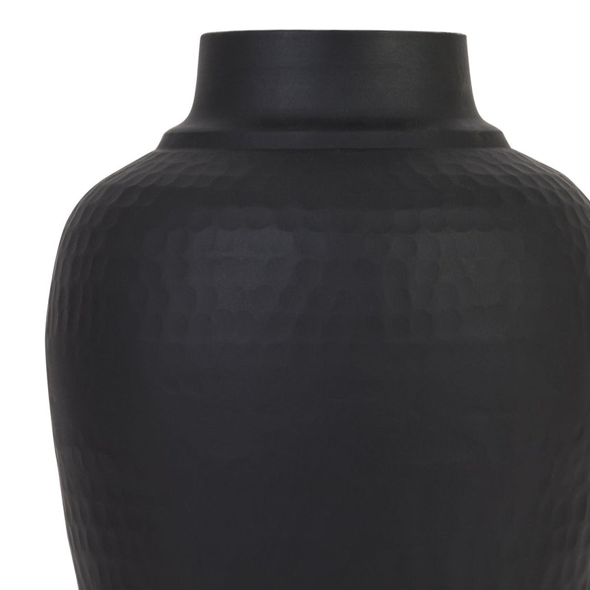 Matt Black Hammered Vase With Lid - Decorative Ceramic Vases UK Luxury Home Decor Garden & Outdoor And Gifts