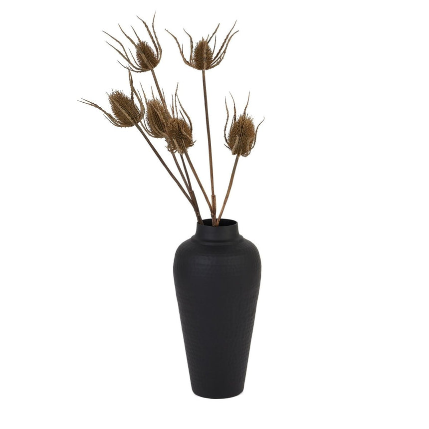 Matt Black Hammered Vase With Lid - Decorative Ceramic Vases UK Luxury Home Decor Garden & Outdoor And Gifts