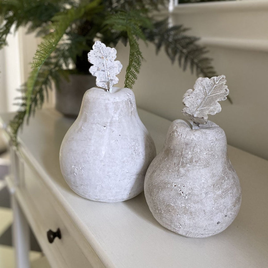 Medium Antique Finish Stone Pear Ornament - Decorative Ornaments UK Luxury Home Decor Garden & Outdoor And Gifts