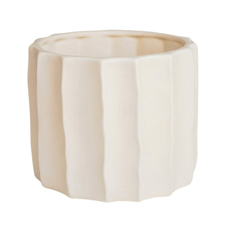 Medium Kew Gardens Indoor Ivory Ripple Planter - Satin Glazed Earthenware Luxury Home Decor Garden & Outdoor And Gifts