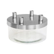 Metal Candle Holder with Glass Bowl Silver H9cm D20cm Luxury Home Decor Garden & Outdoor And Gifts