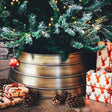 Metal Christmas Tree Skirt - Festive Gold Quality Home Decor Garden & Outdoor Living and Gifts