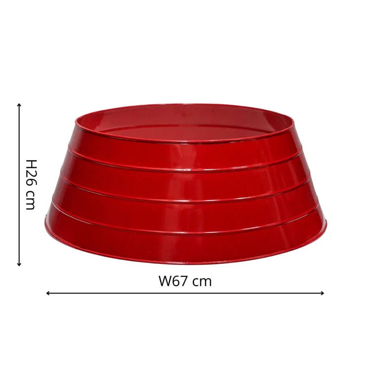 Metal Christmas Tree Skirt Festive Red Quality Home Decor Garden & Outdoor Living and Gifts