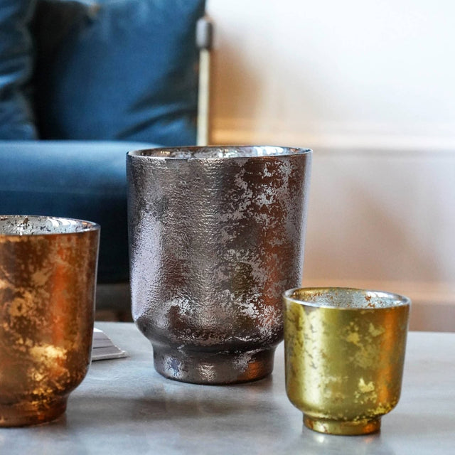 Metallic Bronze Glass Holder H19Cm W15.5Cm Luxury Home Decor Garden & Outdoor And Gifts