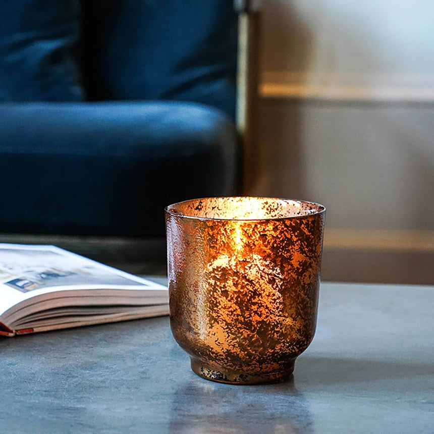 Metallic Bronze Glass Holder H19Cm W15.5Cm Luxury Home Decor Garden & Outdoor And Gifts
