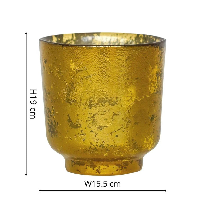 Metallic Gold Glass Holder H19Cm W15.5Cm Luxury Home Decor Garden & Outdoor And Gifts