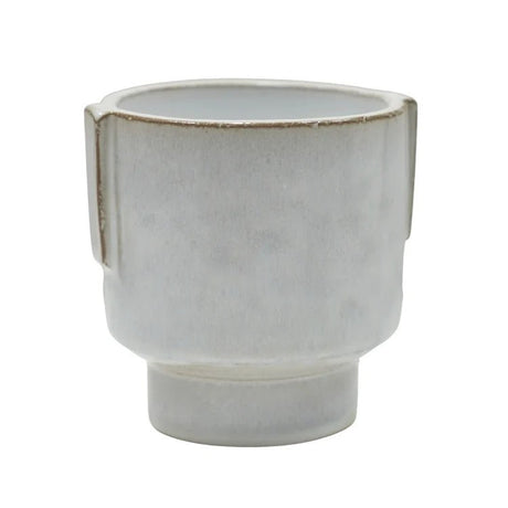 Milky White Stoneware Indoor Planter - Glazed Handles Luxury Home Decor Garden & Outdoor And Gifts